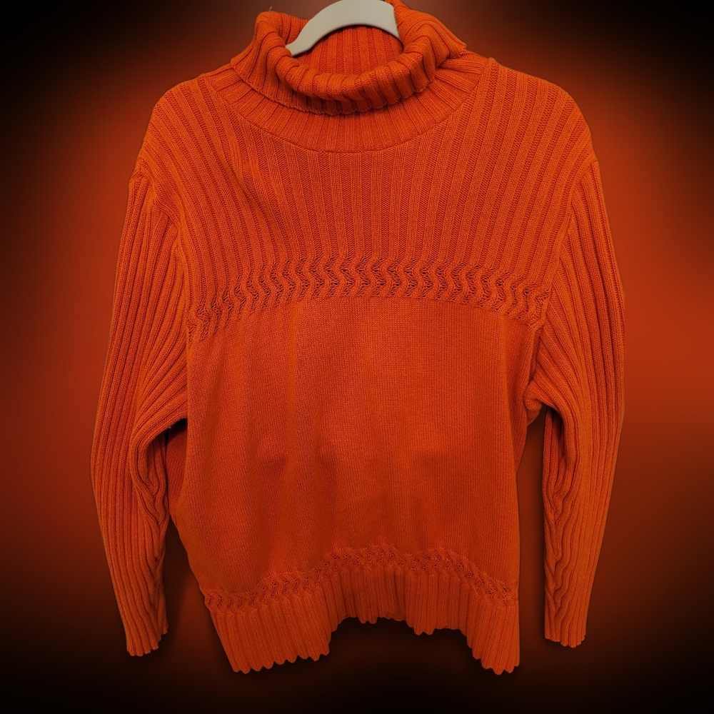 Coldwater Creek Vibrant Orange Cowl Neck Sweater